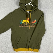 Disney Sweatshirt Mens Small Olive Green Hoodie Lion King Hakuna Matata Pullover