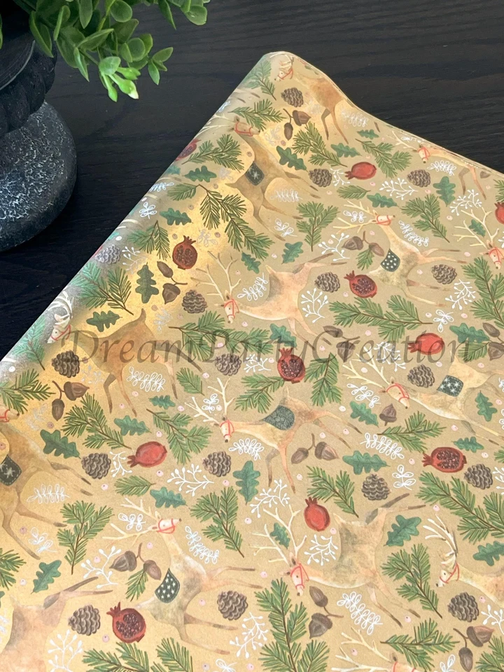 REINDEER TAPESTRY Design Tissue Paper Sheets Choose Size & Package Amount - Image 4 of 4