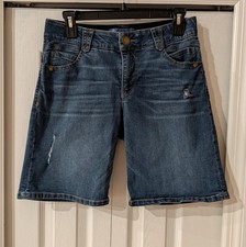 Democracy Ab solution Womens Blue Bermuda Distressed Denim Jean Shorts Size 4
