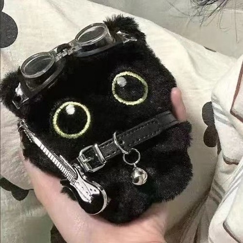 Creative Plush Little Black Cat Pendant Keychain Exquisite Backpack Decoration_W - Picture 12 of 12