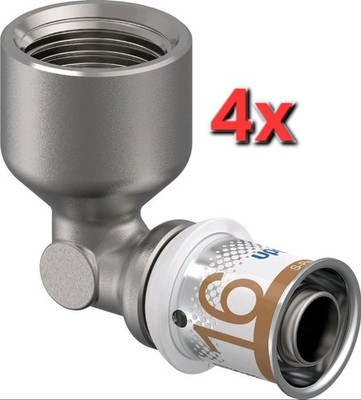 4x Uponor S-Press PLUS MLC Winkelmuffe 16 x 1/2'' IG 90 Grad