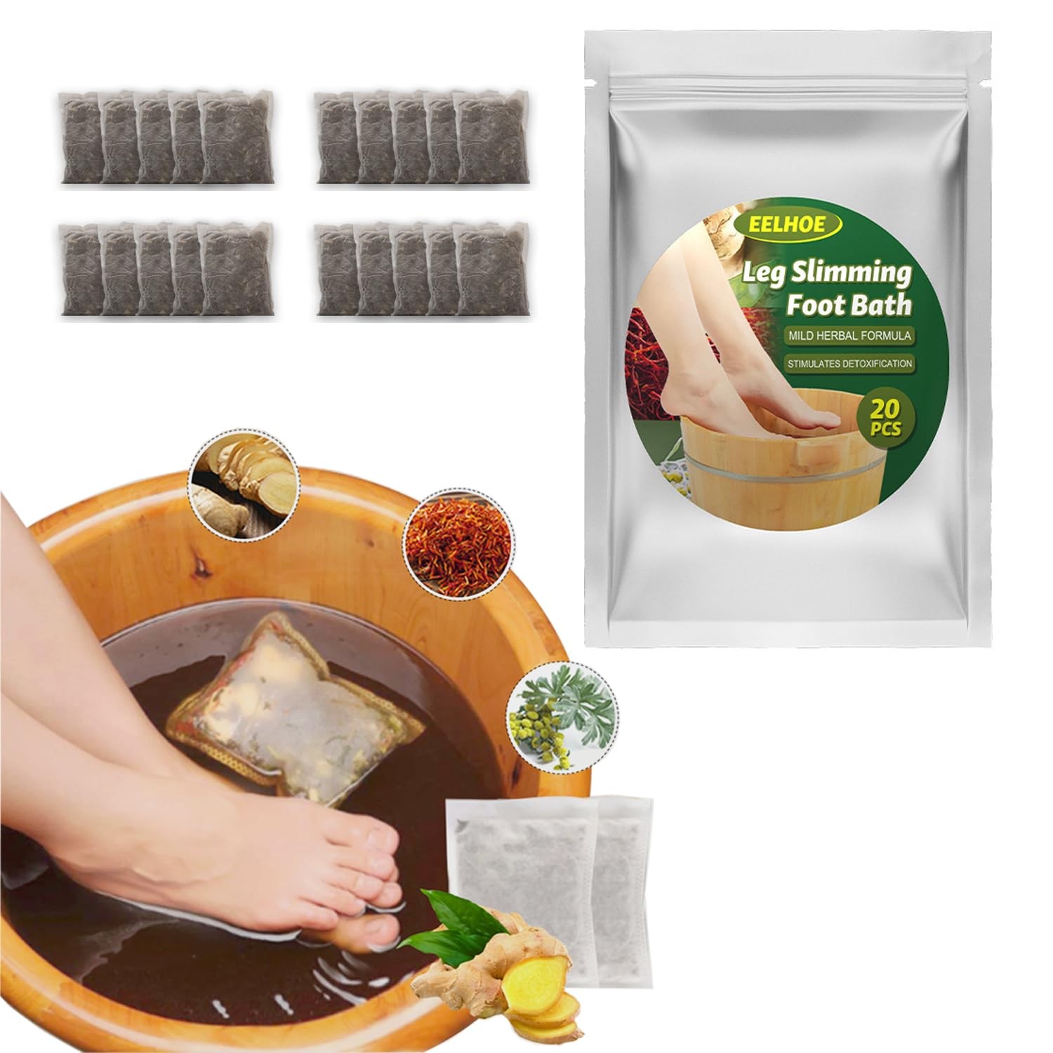 20PCS Lymphatic Drainage Ginger Foot Soak, Care Spa Relaxati
