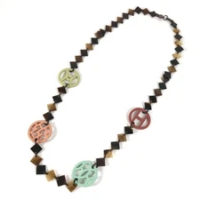 HERMES Collier deva Corne de Buffle Buffalo Horn Logo Long Necklace for Women in