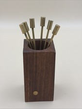 Cocktail Hors D&rsquo;oeuvres Wooden Holder 6 Forks Nordstrom MCM Serving PartyBarware