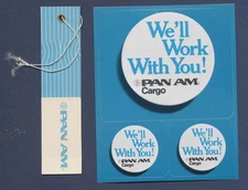 PAN AM  vintage luggage tag AND Cargo stickers