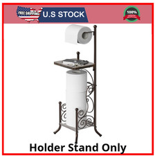Bathroom Toilet Paper Holder Stand with Shelf Bronze Free Standing Storage