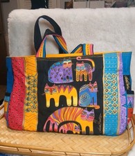 laurel burch fantastic Cat feline tote bag shoulder purse 10x15x4"