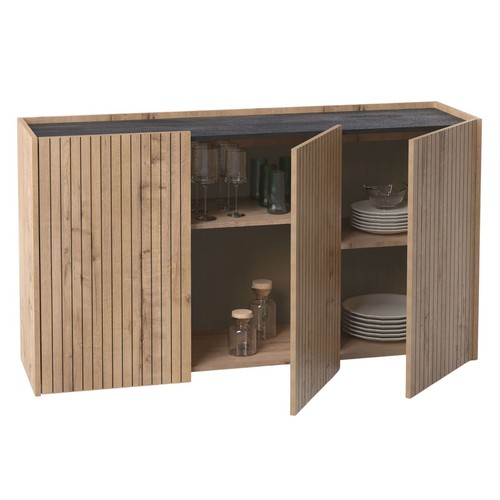Aparador Salón Comedor Irati Moderno Roble Gold y Mármol Negro 140 cm - Imagen 2 de 5