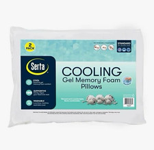 Serta Cooling Gel Memory Foam Pillows 2 Pack 20x26 White Adjustable Zip