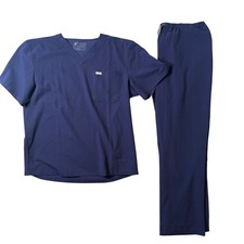 FIGS Navy Blue Scrub Set Mens Leon Scrub Top XXL Pisco Straight Leg Pants XL