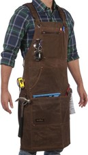 16oz Waxed Canvas Work Apron with Tape Holder - 27 x 34 inches Shop Apron with E