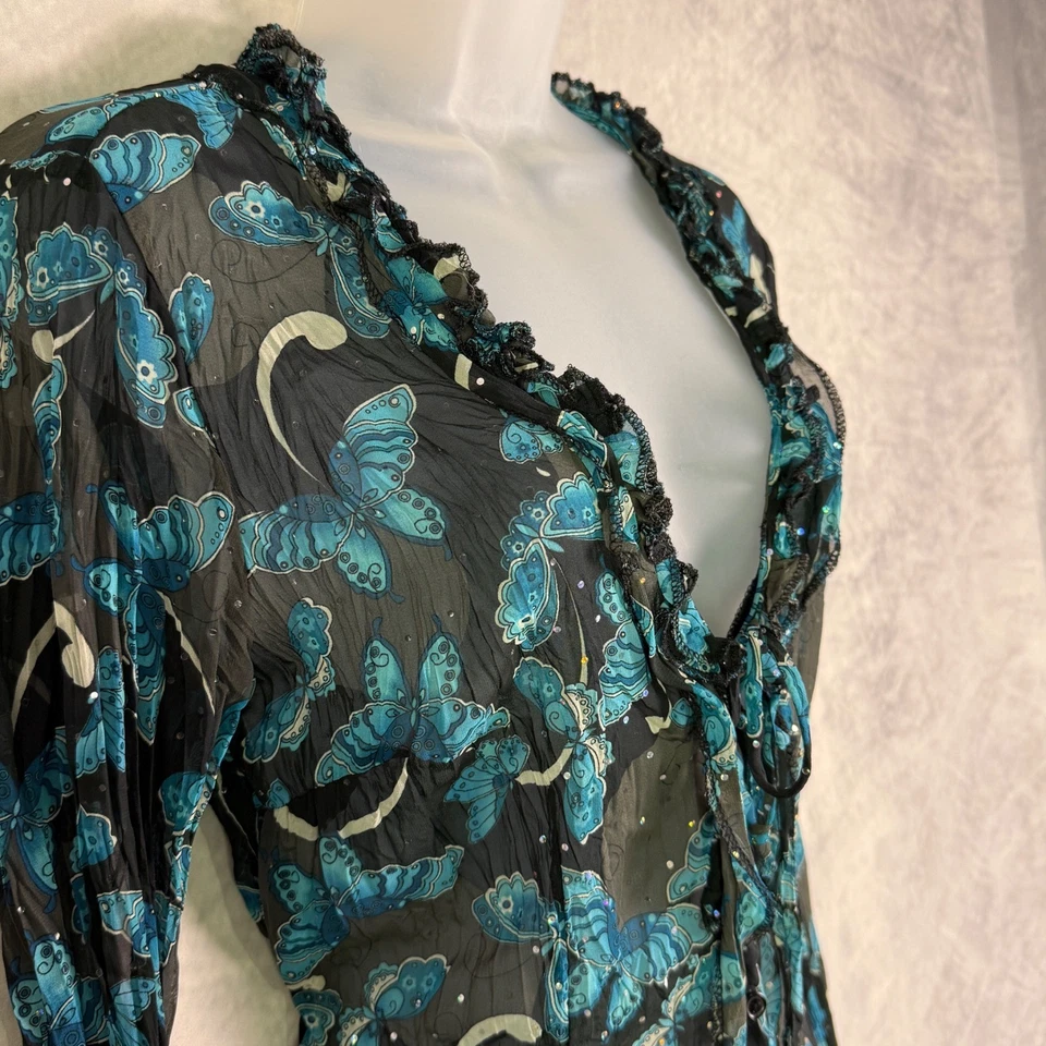 Top Mariposa De Colección Y2K Talla L Transparente Manga Larga Salir Capricho Hada Grunge Foto 3 de 4