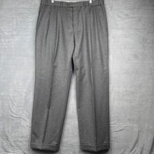 Chaps Ralph Lauren Mens Gray Wool Pleated Cuffed Dress Pants Size 38