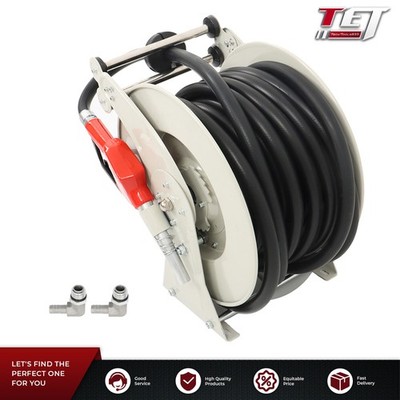 New 3/4'' x 50' Fuel Hose Reel Retractable Diesel Hose Reel Auto Refueling Gun