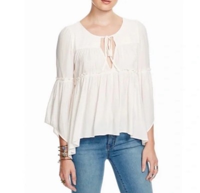 Free People A Few of My Favorite Things Top XS Ivory Romantic Fairy Oversized