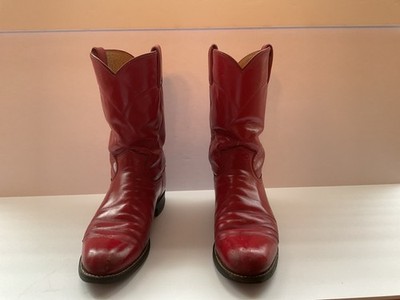Vintage JUSTIN Roper Cowboy Boots Red Leather Women s Size 6.5 Western Rodeo