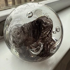 Tom St Clair Art Glass Paperweight Signed Bubbles Swirl Approx 3 Inches