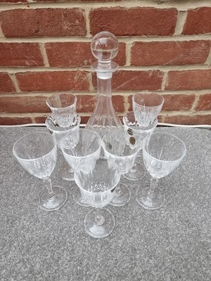 Vintage Capri Kristall Weingläser Karaffe Set Bleikristall 24% Italienische Handarbeit