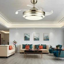 42" 36" Ceiling Fan Light Chandelier w/ LED Retractable Blades +Remote Control