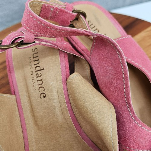 Sundance Plataforma Gamuza Tacones 6 Rosa Punta Abierta Cordones Cuero Italiano Coqueta - Imagen 2 de 13