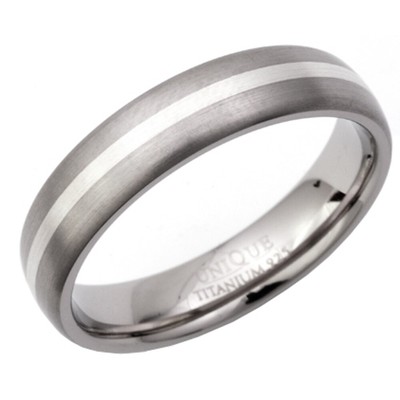 NEU Unisex 5 mm Titan & Silber Hof Ring Größe K Schmuck