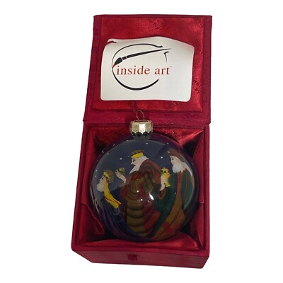 Three Wise Men Chase International Hand Blown Reverse Paint Ornament 3  Vintage