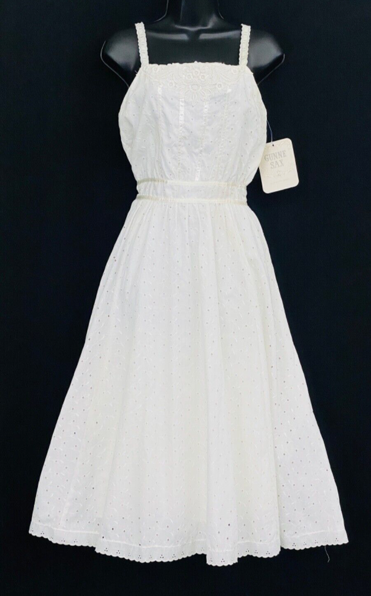Vintage 1970s white Gunne Sax dress, eyelet lace deadstock NWT midi wedding S | eBay Vintage 1970s white Gunne Sax dress, eyelet lace deadstock NWT midi wedding S | eBay