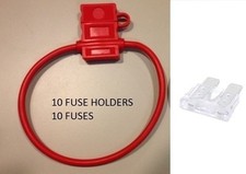 (10) 10 Gauge Atc Fuse Holder With Cover + (10) 25 Amp Fuses In-line 10 Ga. Usa