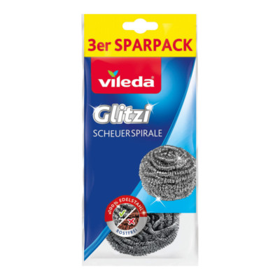Vileda  Glitzi Scheuerspirale Edelstahl 3er Pack