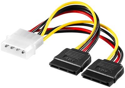 SATA Stromkabel Adapter Verteiler  1x 4 Pin Stecker auf 2x S-ATA Buchse 0,13 m
