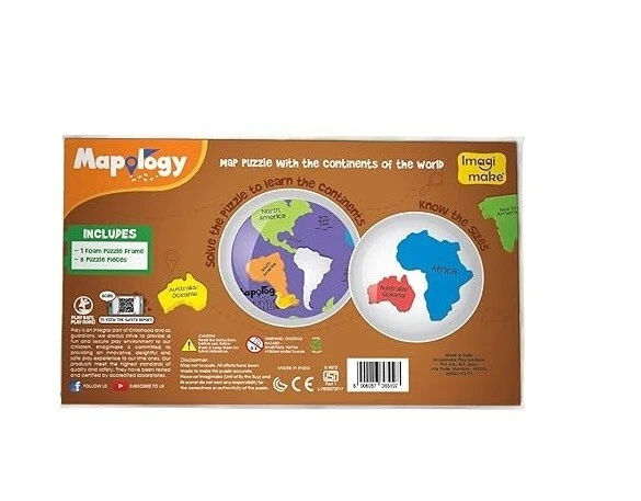 Imagimake Mapology 5 continentes brinquedo educativo e auxiliar de aprendizagem para meninos e meninas - Imagem 3 de 3