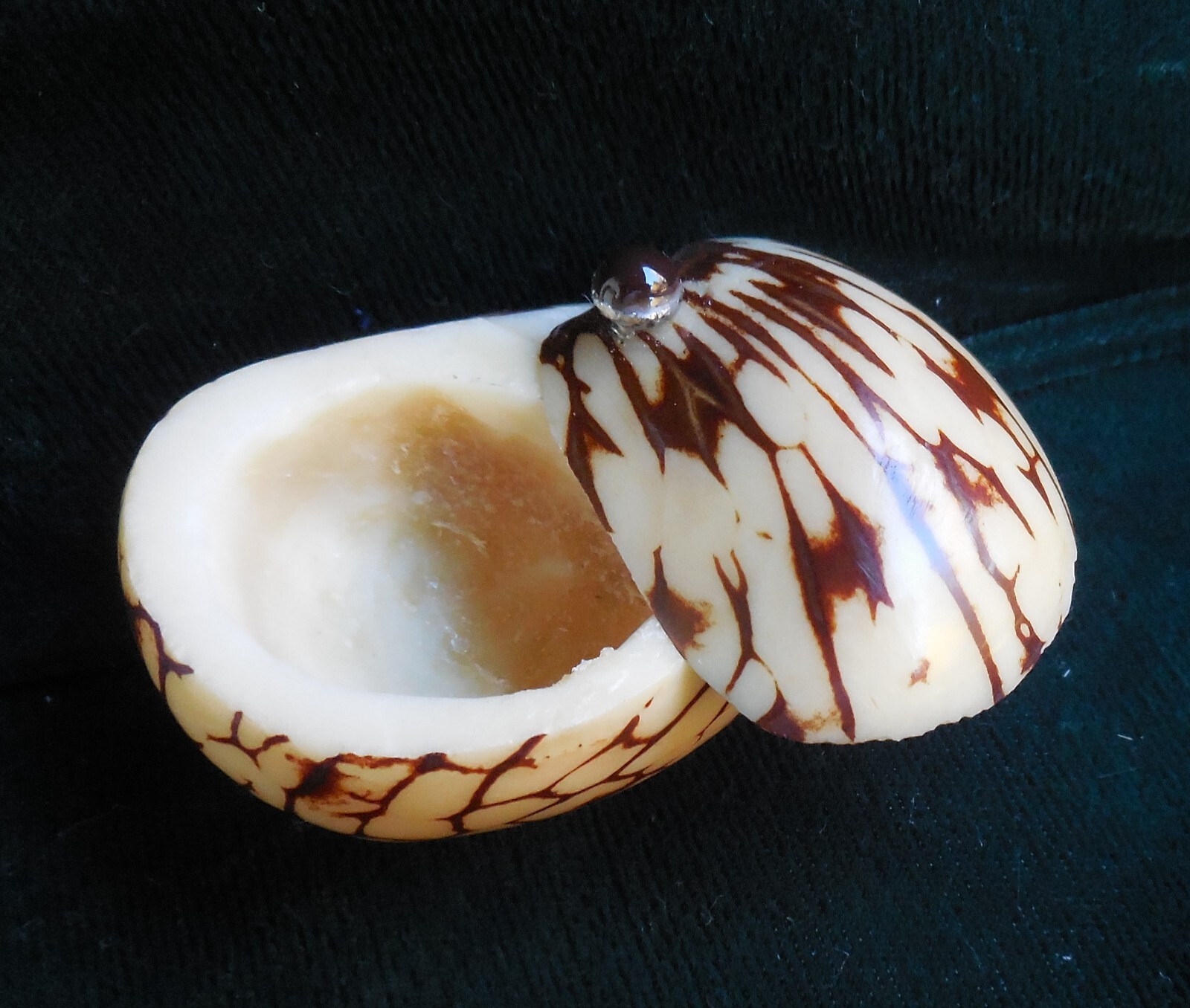 Tagua Nut Palm Ivory Ring Keepsake Pill Box Secret Stash Keepsake