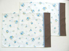 Pillow Case Pair Spring Summer Flower Blue Daisy Print Standard Vtg Bedding E