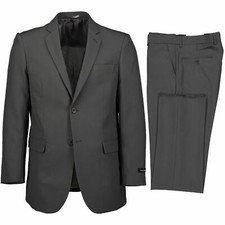 Victorio Couture Men's Gray 2 Button Classic Fit Poplin Polyester Suit NEW