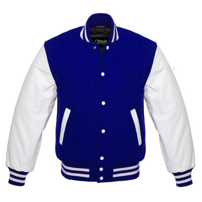 blue varsity jacket