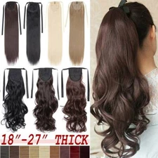 Long Layered Tie Up Pony Tail Clip In Hair Piece Extensions Wrap Around Ponytail