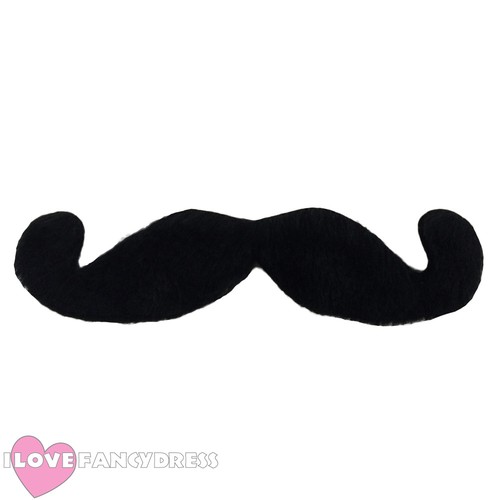 BLACK MOUSTACHE VICTORIAN RICH TOFF FANCY DRESS COSTUME POSH BRITISH OLD ENGLAND - Picture 2 of 2