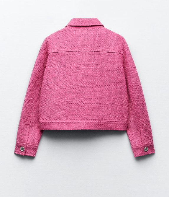 NEW ZARA 2023 PINK SHORT TEXTURED JACKET SIZE M 7102/233
