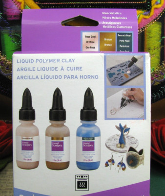 NEW, METALLIC GLAM, LIQUID SCULPEY 3 pc Set,  Polymer Clay, Bake in Home Oven