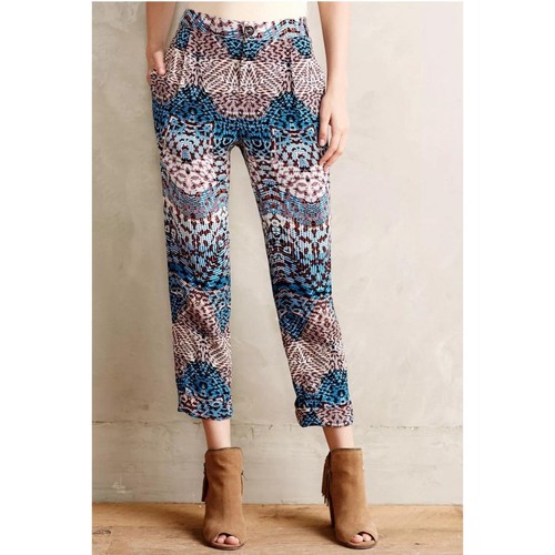 Elevenses Anthropologie Lanikai Tailored Trousers Pants Cuffed Cropped Springy