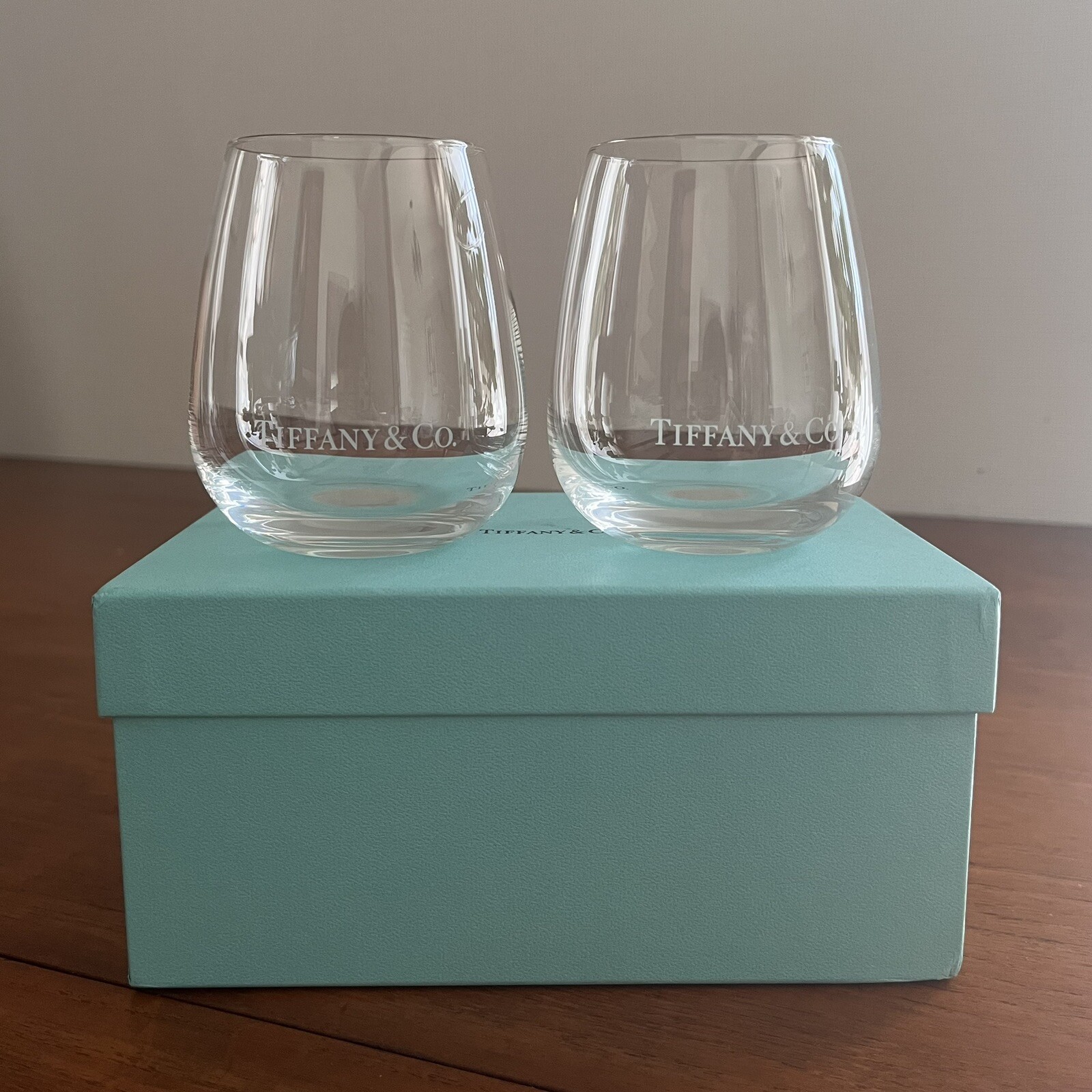 TIFFANY&Co. Tiffany Pair Glass Rocks Glass Whisky Glass Tumbler With Box Unused-image