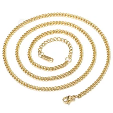 3mm Gold Plated Stainless Steel Curb Link Chain Necklace Choker for Unisex Xmas