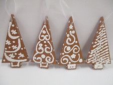 Gingerbread Tree Cookie Christmas Ornament Set of 4, Handmade Foam B 