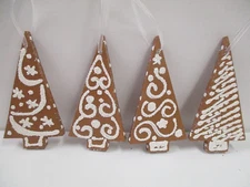 Gingerbread Tree Cookie Christmas Ornament Set of 4, Handmade Foam (B)