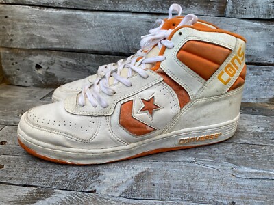 Vintage 80s converse cons white leather hi-top basketball sneakers US15 