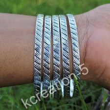 925 Sterling Silver Bangle, 5 Set of Bangles Leaf Design Stacking Bangle 5K34