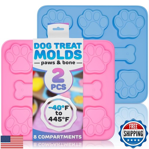 2 Pcs Dog Treat Molds for Baking and Freezing - Chocolate Molds Silicone Dog