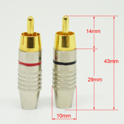 2pairs Soldering Metal RCA Male Plug Audio Video Cable Adapter Connector 6mm