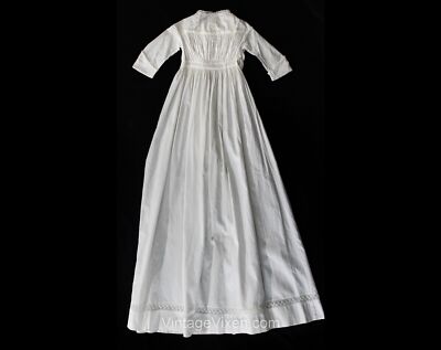 1840s Baby's Christening Gown Early Victorian White Cotton Heirloom Dress 