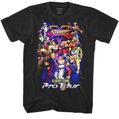 Street Fighter Herren Pro-Tour Figuren T-Shirt Spieler Bison Chun-Li Ryu Guile